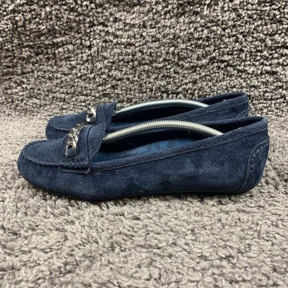 Vionic Mesa Slip On Leather Loafers 9 Womens Dark Navy Blue Orthopedic Suede - Picture 1 of 8